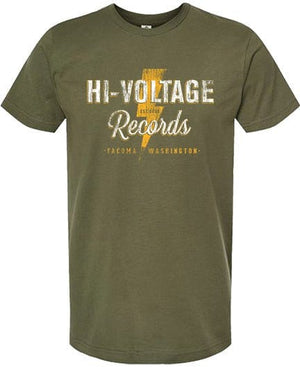 Hi-Voltage Merch Hi-Voltage Distressed Logo T-Shirt - Olive