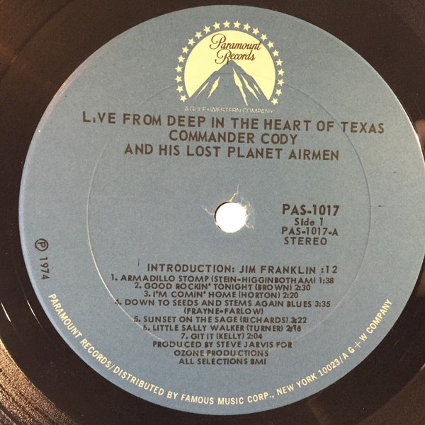 Used Vinyl Commander Cody & His Lost Planet Airmen - Live From Texas LP NM-VG+ USED 7282