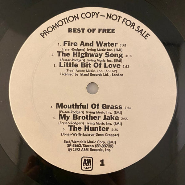 Used Vinyl Free – Best Of Free LP USED VG++/VG Promo J092322-05