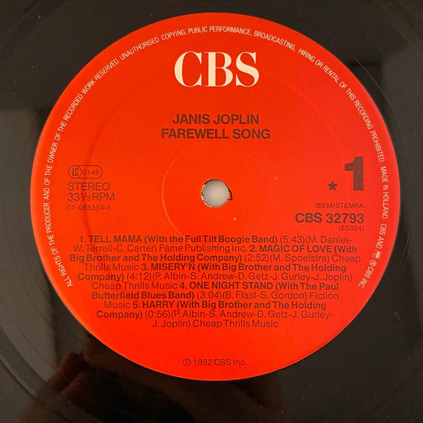 Used Vinyl Janis Joplin – Farewell Song LP USED VG++/VG+ European Pressing J022623-02