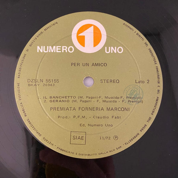 Used Vinyl Premiata Forneria Marconi – Per Un Amico LP USED VG+/VG Original Italian Pressing J021924-02