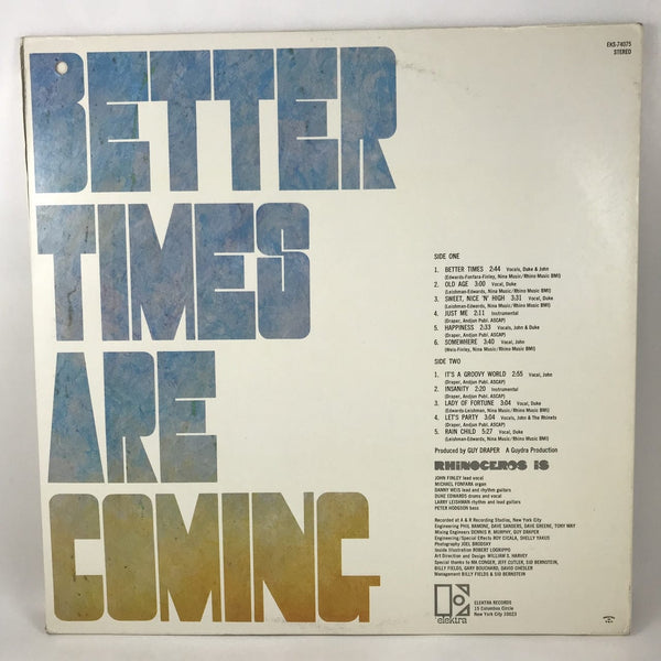 Used Vinyl Rhinoceros - Better Times Are Coming LP USED NM-VG++ 2594
