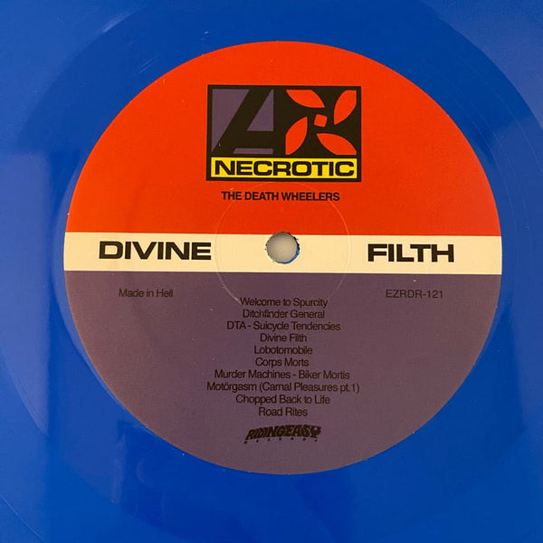 Used Vinyl The Death Wheelers – Divine Filth LP USED NM/NM Blue Vinyl J020923-13