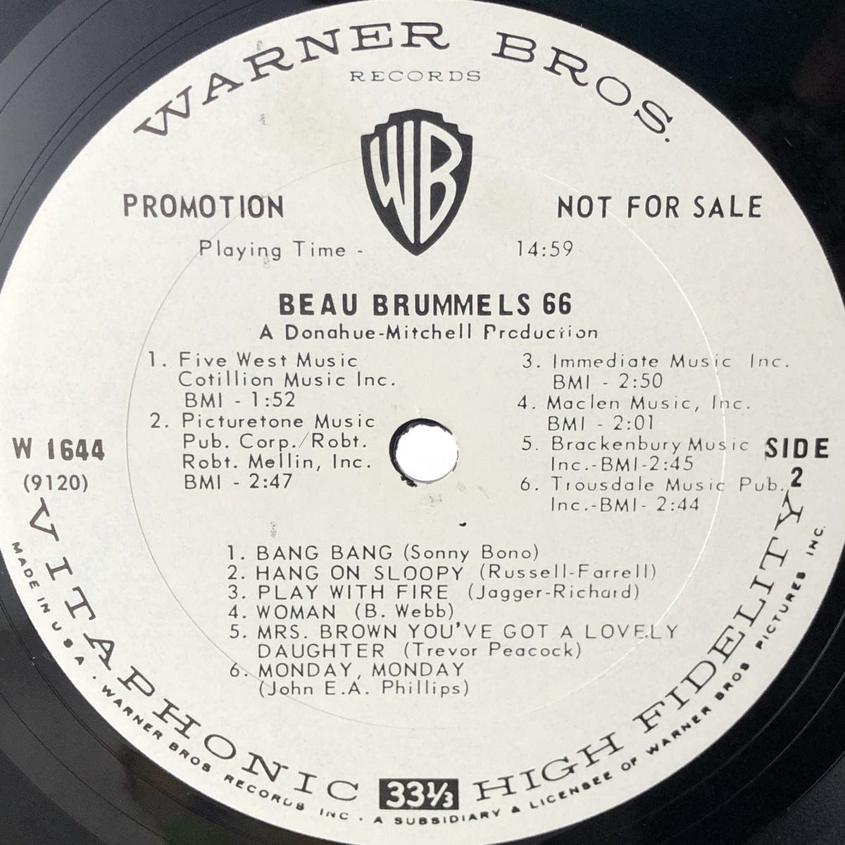 Beau Brummels - Beau Brummels '66 LP Promo VG++-VG+ USED