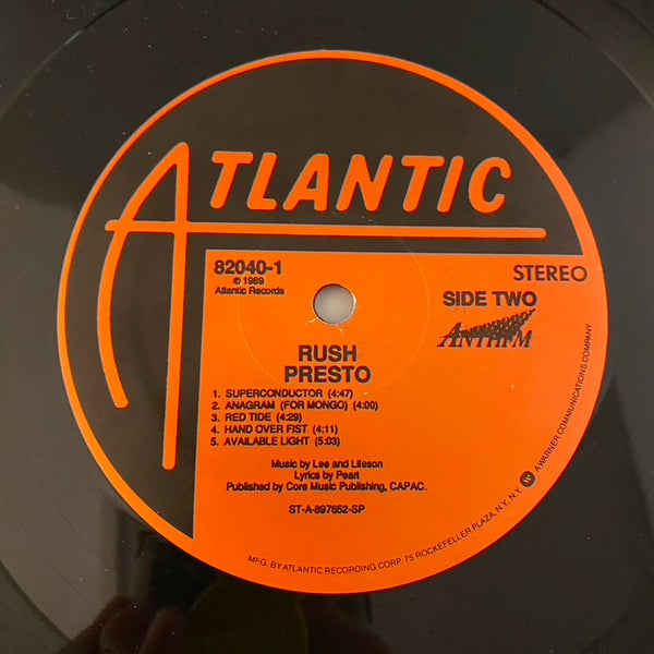 Rush – Presto LP USED VG++/VG+ 1989 Pressing