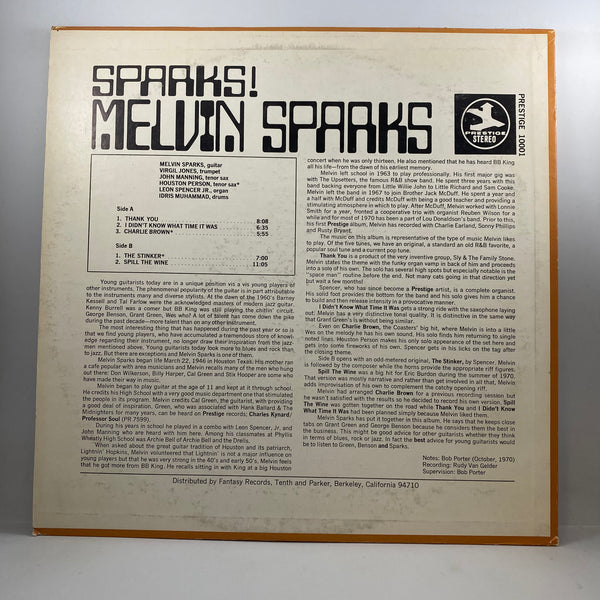 Melvin Sparks – Sparks! LP USED Vinyl VG+/VG+