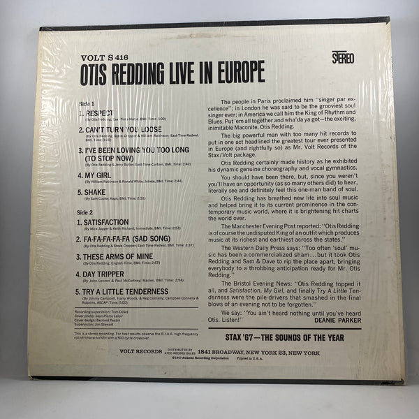 Otis Redding – Live In Europe LP USED VINYL VG+/VG