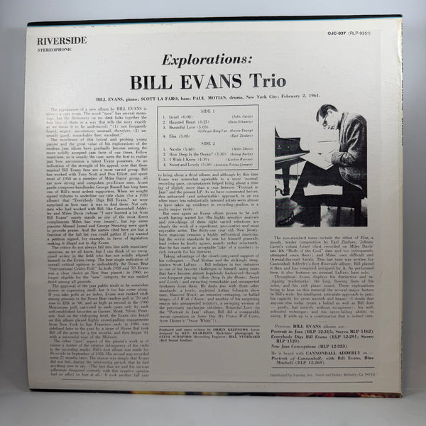 Bill Evans Trio – Explorations LP USED Vinyl VG+/VG+