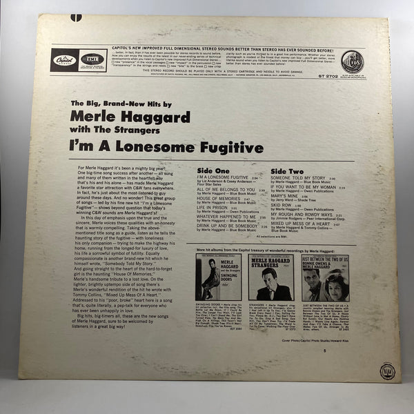 Merle Haggard And The Strangers  – I'm A Lonesome Fugitive LP USED Vinyl VG+/VG+