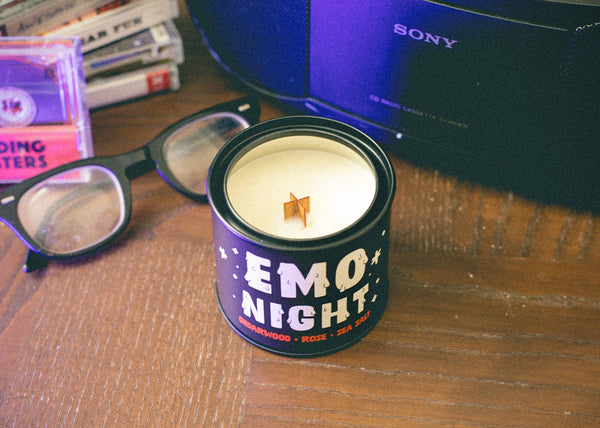Candle - Emo Night Soy Candle with Playlist & Vinyl Magnet