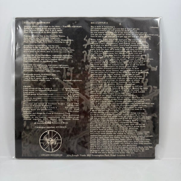 Crass – Nagasaki Nightmare / Big A Little A 7" USED Vinyl NM/VG