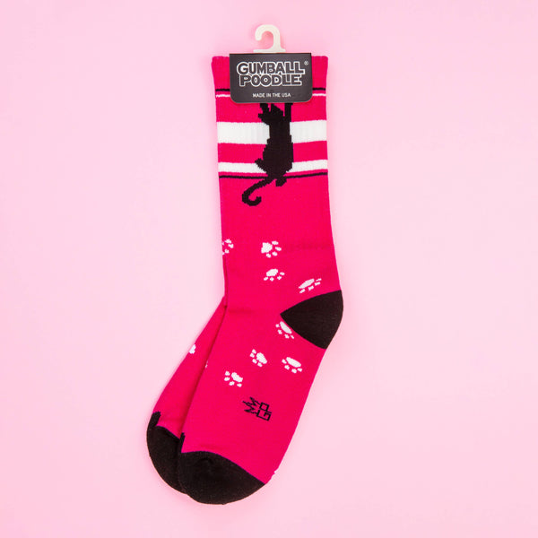 Scratching Black Cat Gym Crew Socks