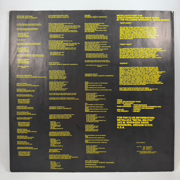 Metallica – Ride The Lightning LP USED Vinyl VG/VG