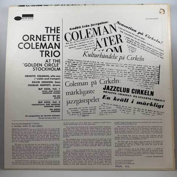 The Ornette Coleman Trio – At The "Golden Circle" Stockholm - Volume Two LP USED Vinyl VG++/VG