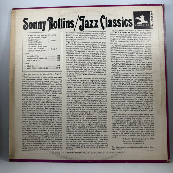 Sonny Rollins – Jazz Classics LP USED Vinyl VG++/VG+