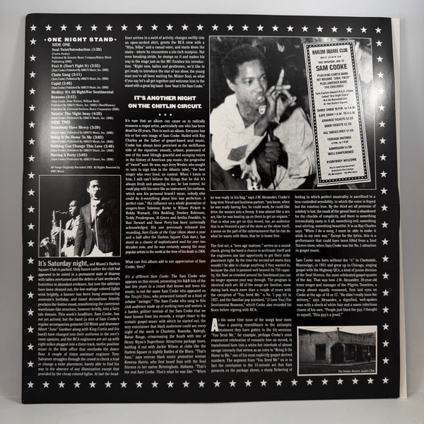 Sam Cooke – One Night Stand! At The Harlem Square Club LP USED Vinyl VG+/VG++