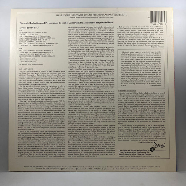 Walter Carlos – Switched-On Bach LP USED Vinyl VG++/VG+ Audiophile