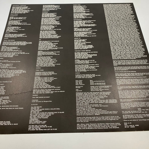 H2O – Thicker Than Water LP USED Vinyl VG+/VG Original Pressing / Color Vinyl