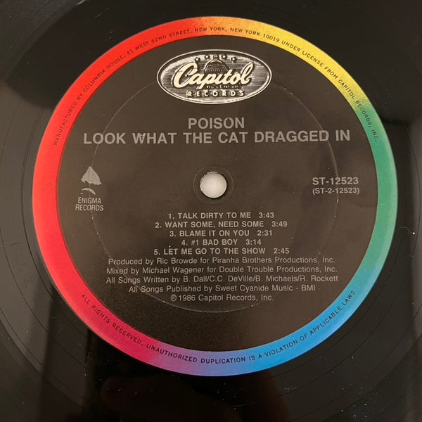 Poison – Look What The Cat Dragged In LP USED VG++/VG 1986 Record Club Pressing Misprint