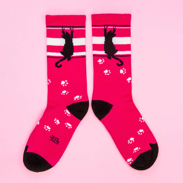 Scratching Black Cat Gym Crew Socks