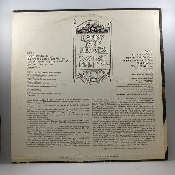 Waylon Jennings – Honky Tonk Heroes LP USED Vinyl VG+/VG