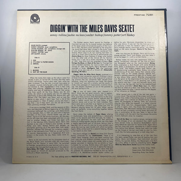 Miles Davis – Diggin' With The Miles Davis Sextet LP USED Vinyl VG+/VG+