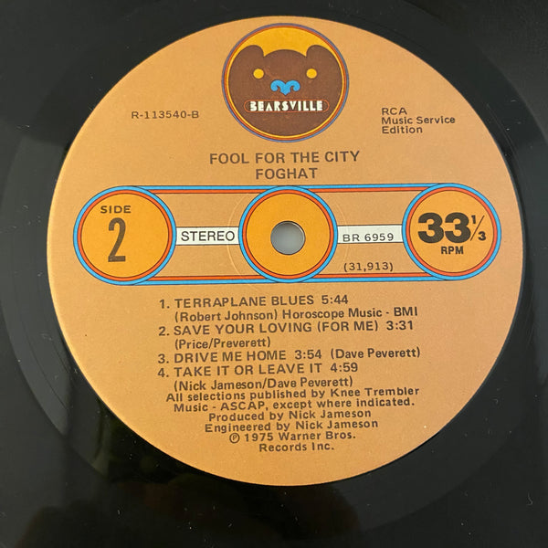 Foghat – Fool For The City LP USED NM/VG++ 1975 Record Club Pressing