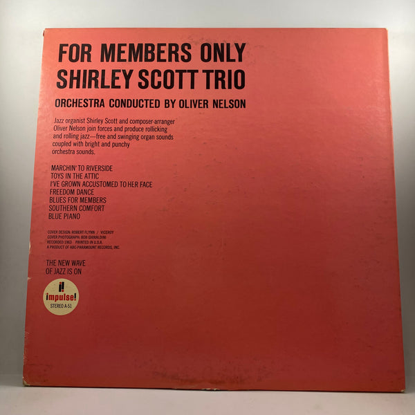 Shirley Scott Trio – For Members Only LP USED Vinyl VG/VG+
