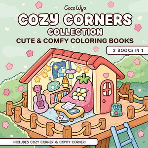 Cozy Corners Collection: 2 Books in 1! Coloring Book for Adults and Kids (Cozy Spaces Coloring) cover image