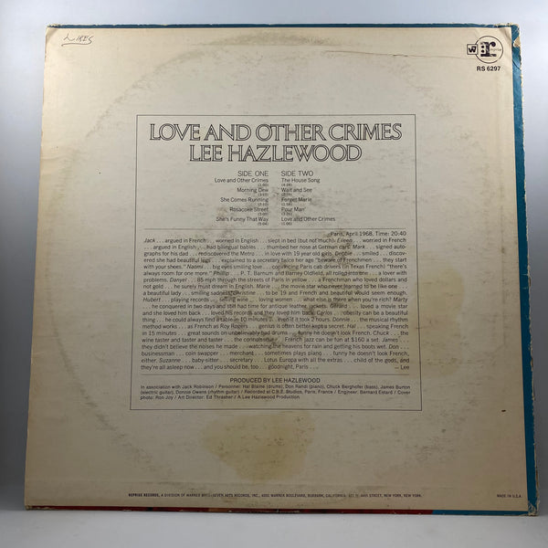 Lee Hazlewood – Love And Other Crimes LP USED Vinyl VG+/G+