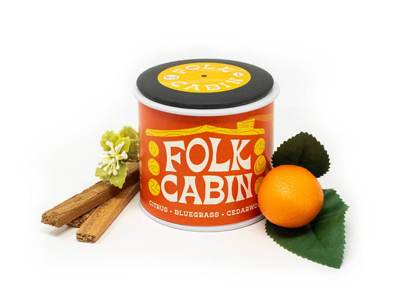 Candle - Folk Cabin Soy Candle with Playlist & Vinyl Magnet