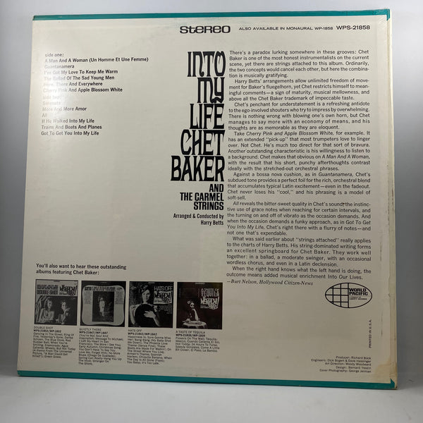 Chet Baker and The Carmel Strings – Into My Life LP USED Vinyl NM / Still Sealed