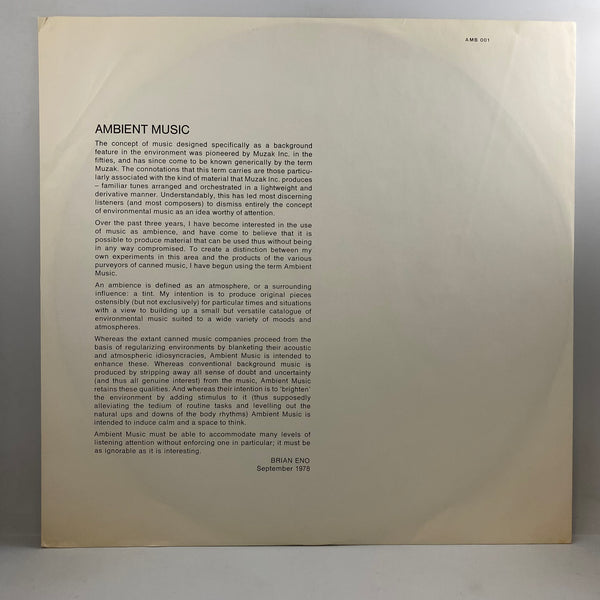 Brian Eno – Ambient 1 Music For Airports LP USED Vinyl NM/VG+ 1st Pressing
