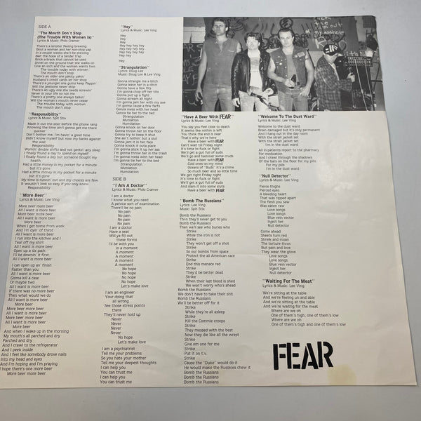 Fear – More Beer LP USED Vinyl VG/VG