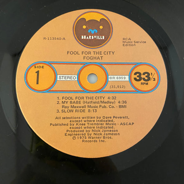 Foghat – Fool For The City LP USED NM/VG++ 1975 Record Club Pressing