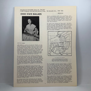 Anne Grimes – Ohio State Ballads (History Through Folksongs) LP USED Vinyl VG++/VG+