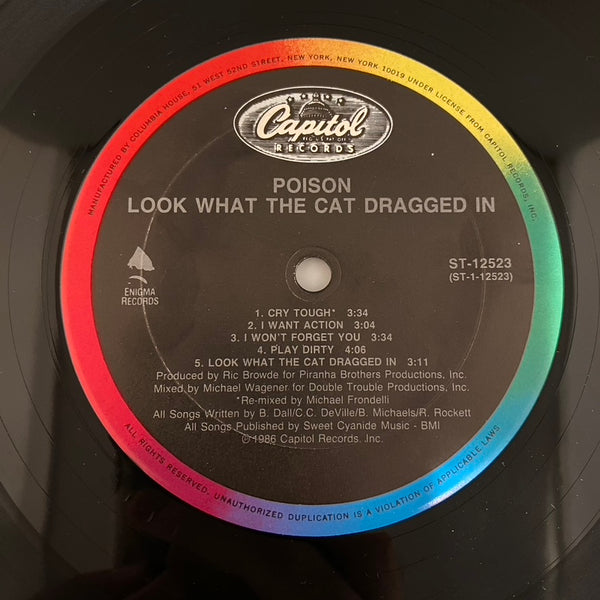 Poison – Look What The Cat Dragged In LP USED VG++/VG 1986 Record Club Pressing Misprint