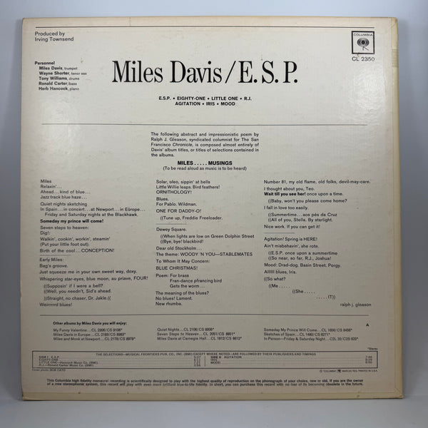 Miles Davis – E.S.P. LP USED Vinyl VG++/VG+ Original Pressing