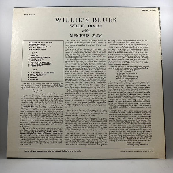 Willie Dixon With Memphis Slim – Willie's Blues LP USED Vinyl VG++/VG+