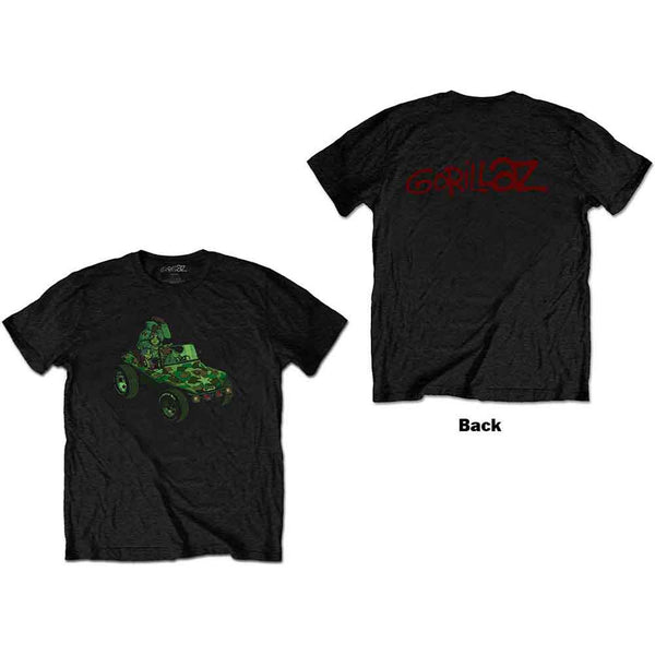 Gorillaz Unisex T-Shirt: Group Green Geep (Black) (Back Print)
