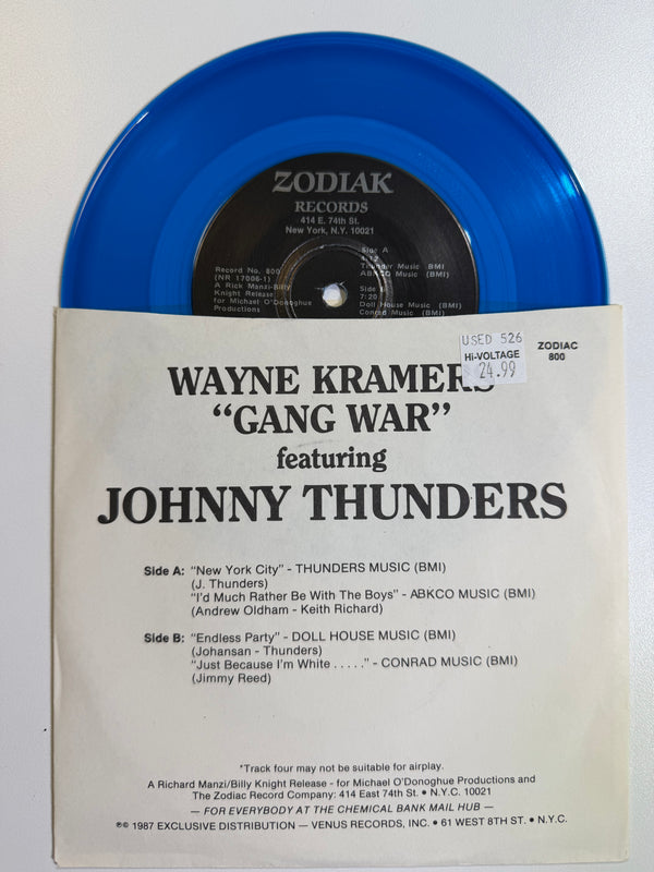 Gang War – Wayne Kramers "Gang War" Featuring Johnny Thunders 7" USED VG+/VG++ Color Vinyl
