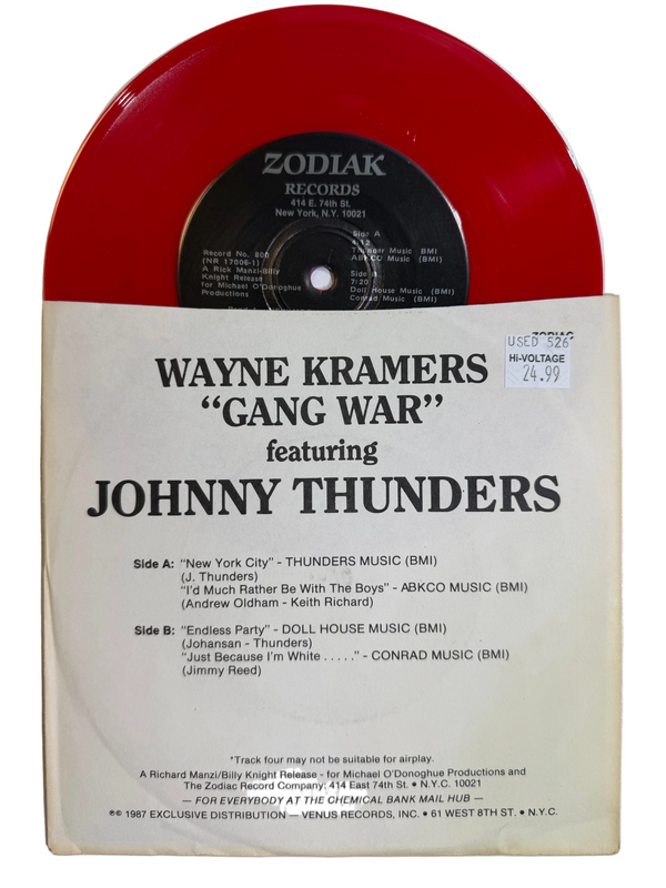 Gang War – Wayne Kramers "Gang War" Featuring Johnny Thunders 7" USED VG+/VG+ Color Vinyl