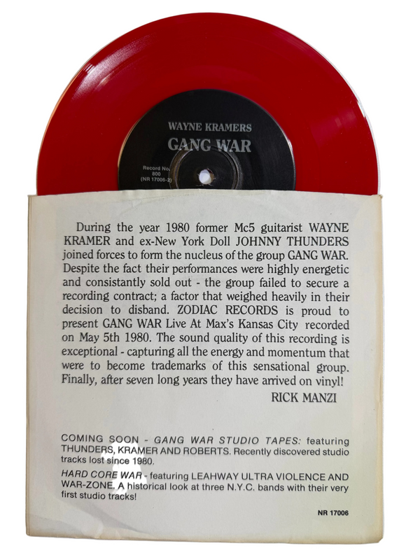 Gang War – Wayne Kramers "Gang War" Featuring Johnny Thunders 7" USED VG+/VG+ Color Vinyl