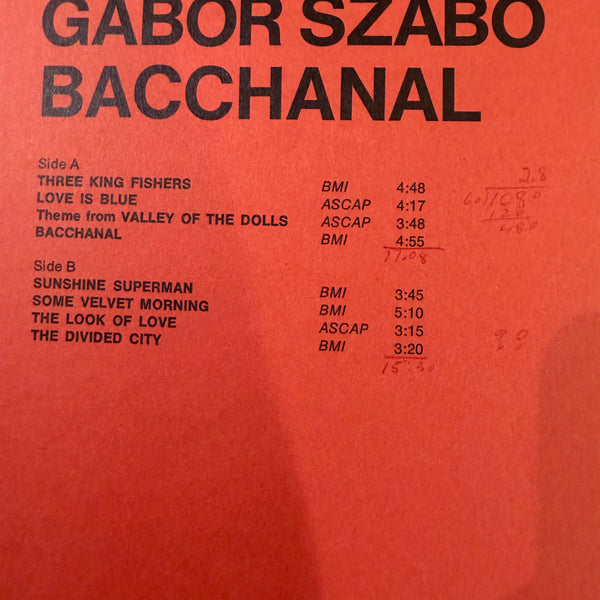 Gabor Szabo – Bacchanal LP USED VG++/VG