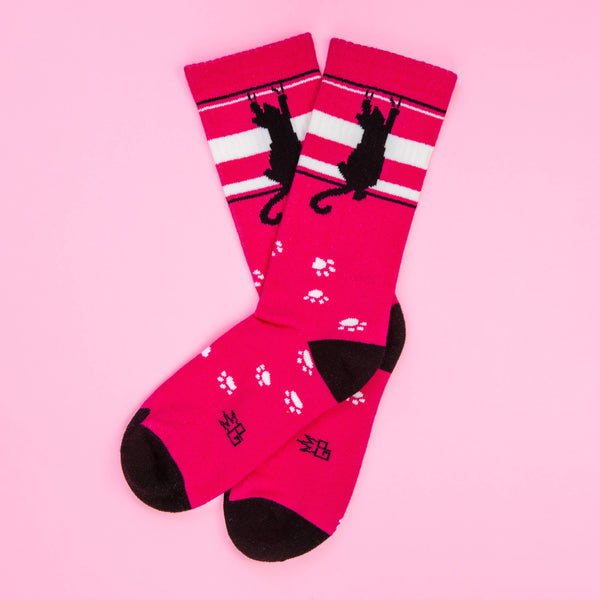 Scratching Black Cat Gym Crew Socks