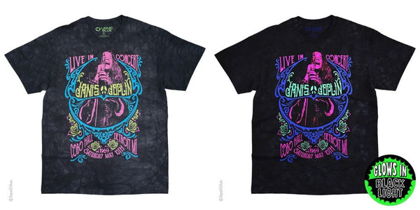 Band Tees Janis Joplin Charlotte Blacklight SHIRT NEW