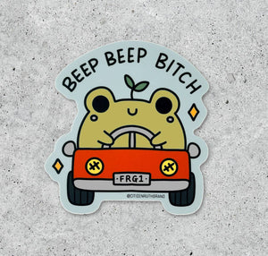 Beep Beep Bitch Frog vinyl sticker