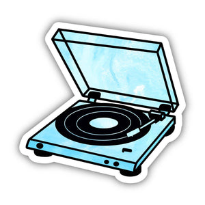 Blue Tie Dye Record Player Aesthetic Sticker