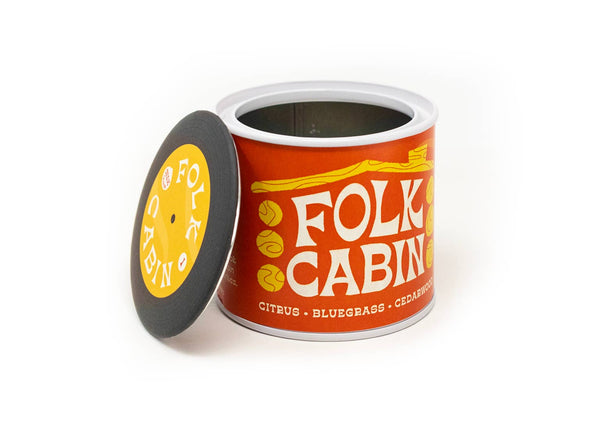 Candle - Folk Cabin Soy Candle with Playlist & Vinyl Magnet
