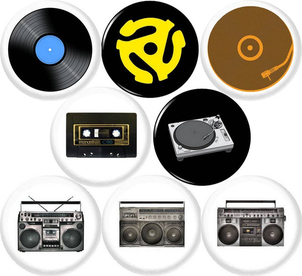 DJ x 8 1" inch pins buttons badges rapper street style music
